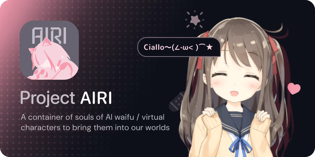 AIRI anime AI companion desktop interface showing character customization and personality settings