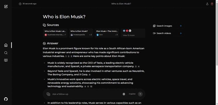 Perplexica AI Search Engine Interface